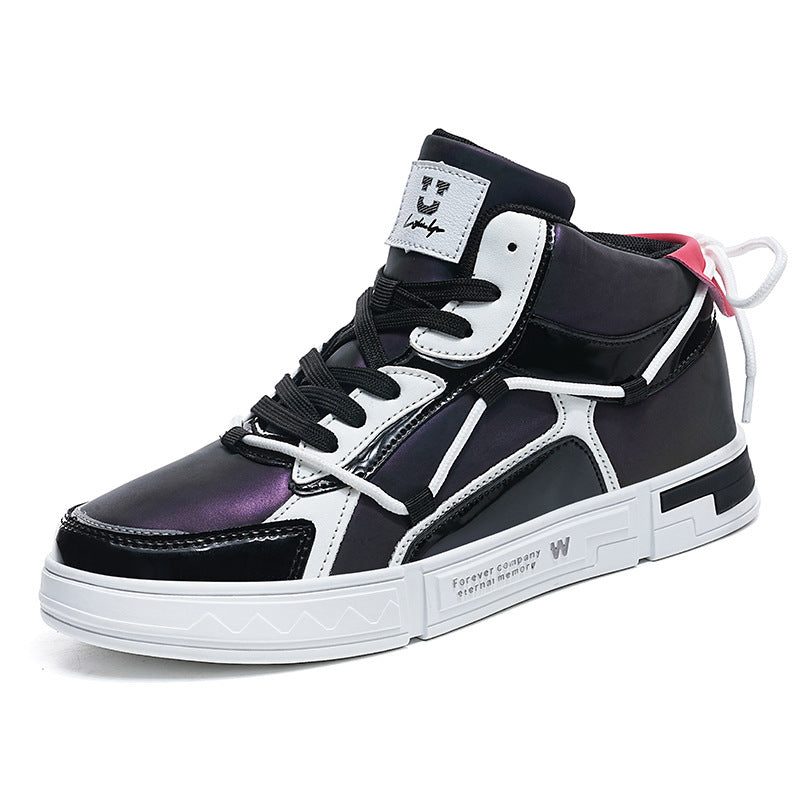 High-top Color Matching Lace Up Casual Sneakers - Bellarte Enchanté High-top Color Matching Lace Up Casual Sneakers